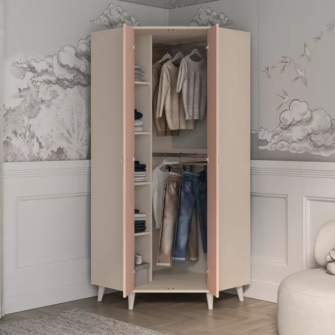 Skriňa  Mevel 01 Púštny piesok/Millenial Pink