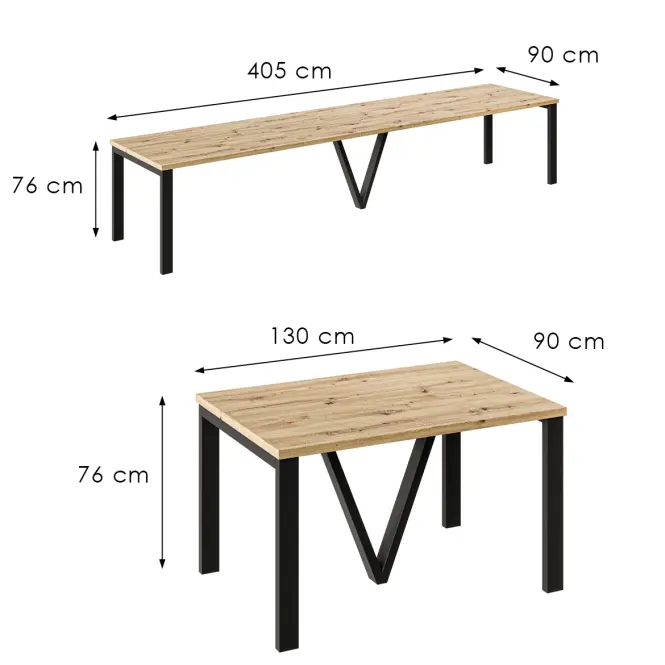 Rozkladací stôl 130-405 cm Titan dub Artisan