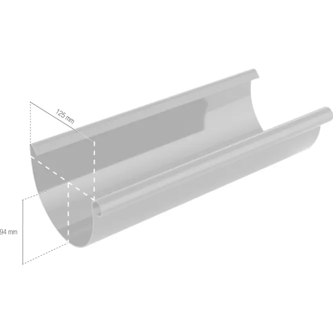 Odkvapový žľab Ø 125 mm plastový dĺžka 3000 mm hnedý