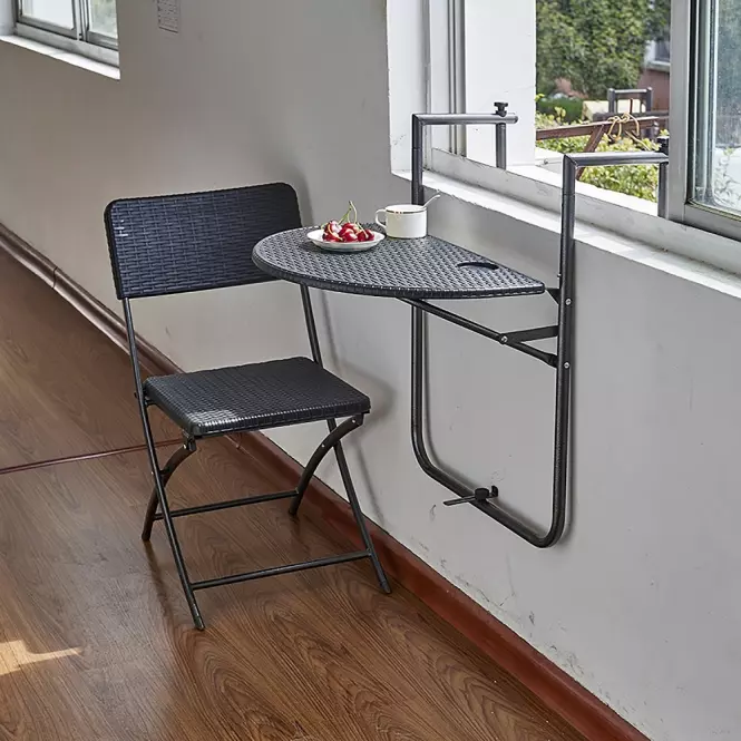 Balkónový stolík čierny,3