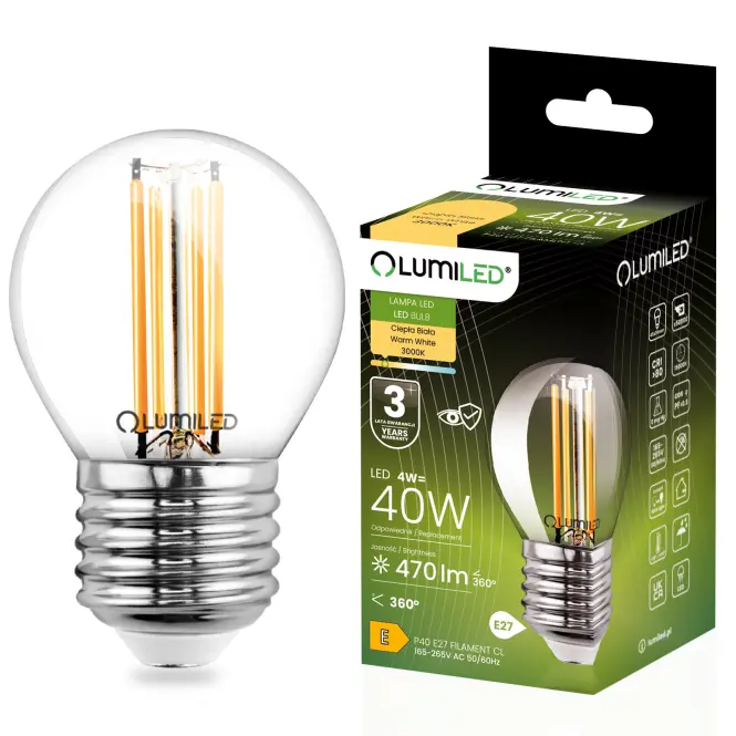 Žiarovka LED  FIL 4W E27 470LM CB