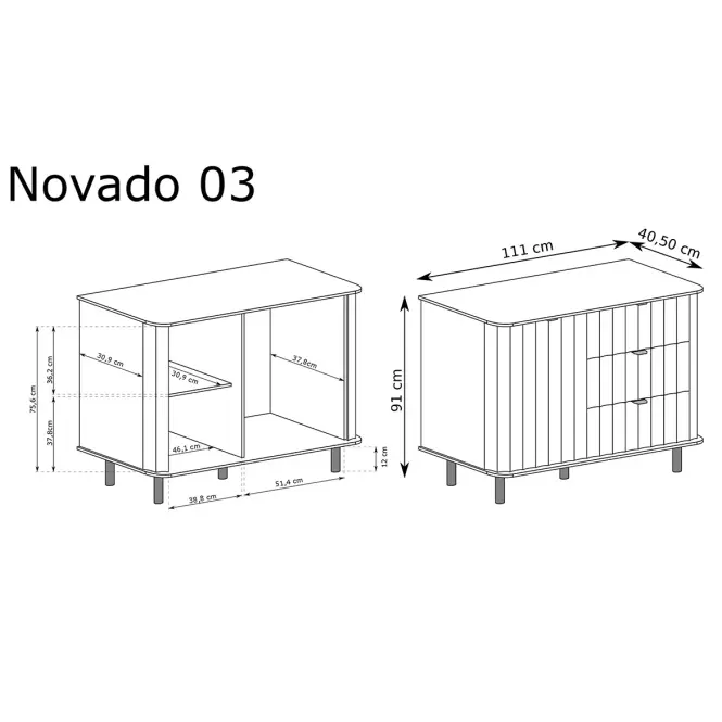 Komoda Novado 3nv 110 Clay Gray,6