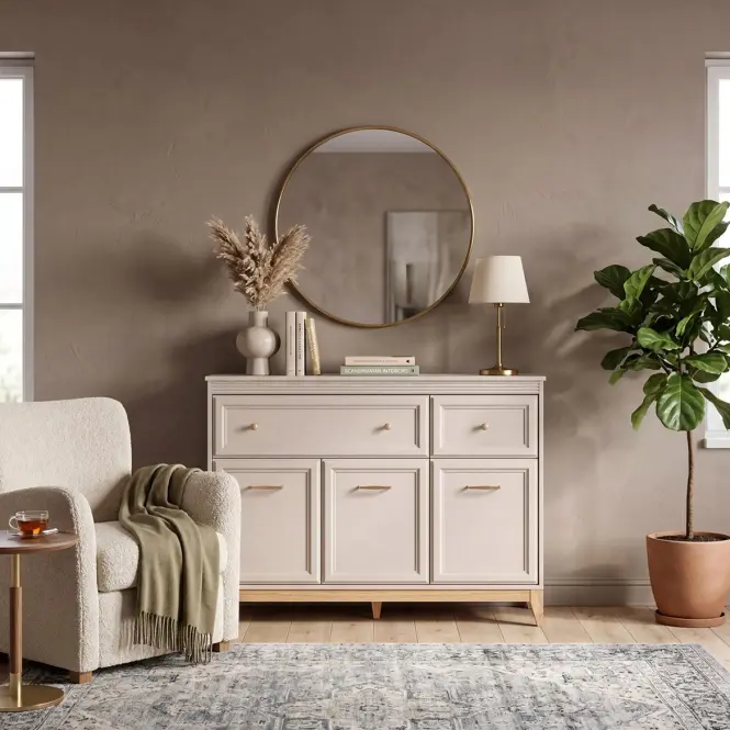 Komoda Windsor 1w 135 kašmír/dub prírodný
