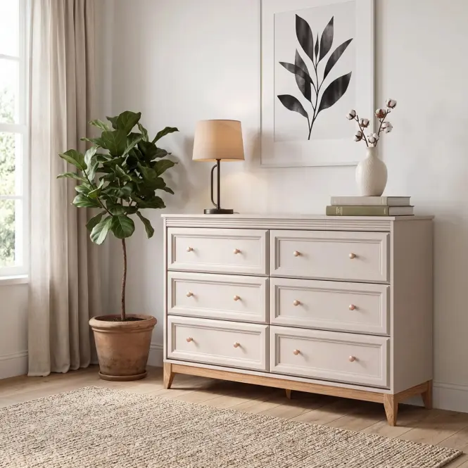 Komoda Windsor 3w 135 kašmír/dub prírodný