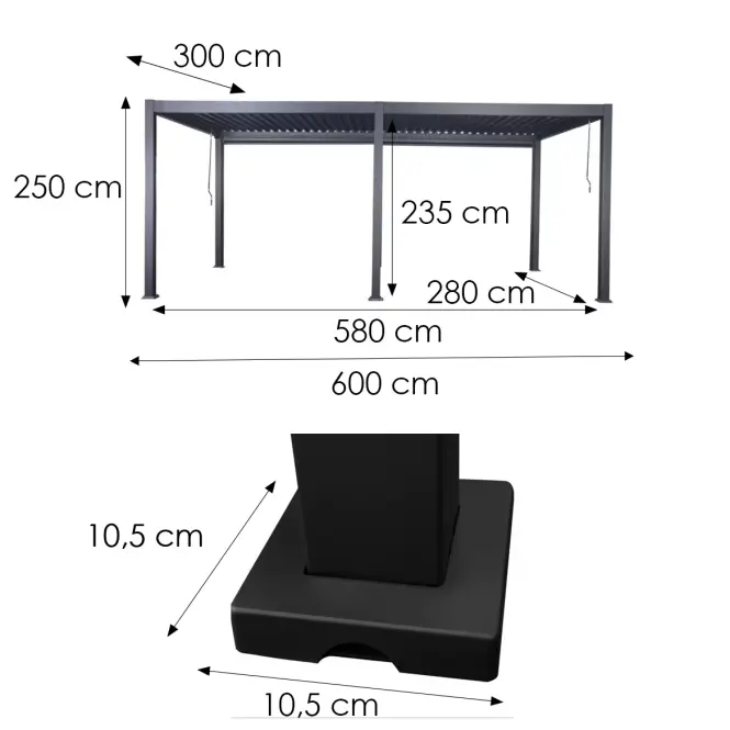 Záhradný altánok / pergola Merkury Max 3x6x2,5m,2