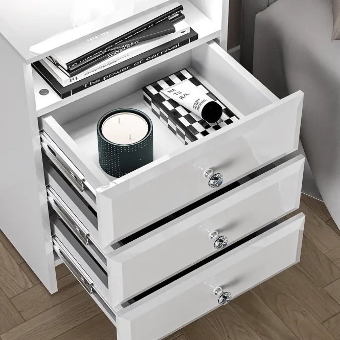 Nočný stolík Glamour 07 biela lesk