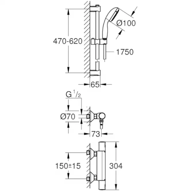 Batéria sprchová termostatická precision Start,2