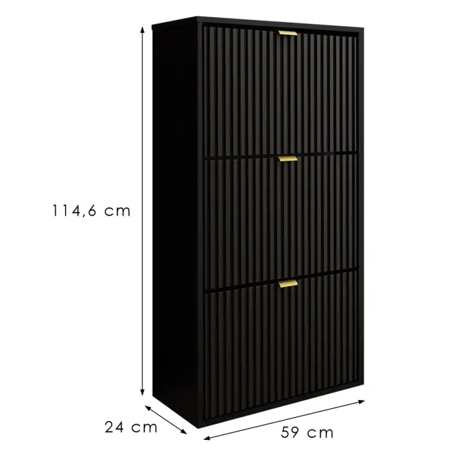 Skrinka na topánky Laro I Stojaci Čierna/Čierna/ Zlatý