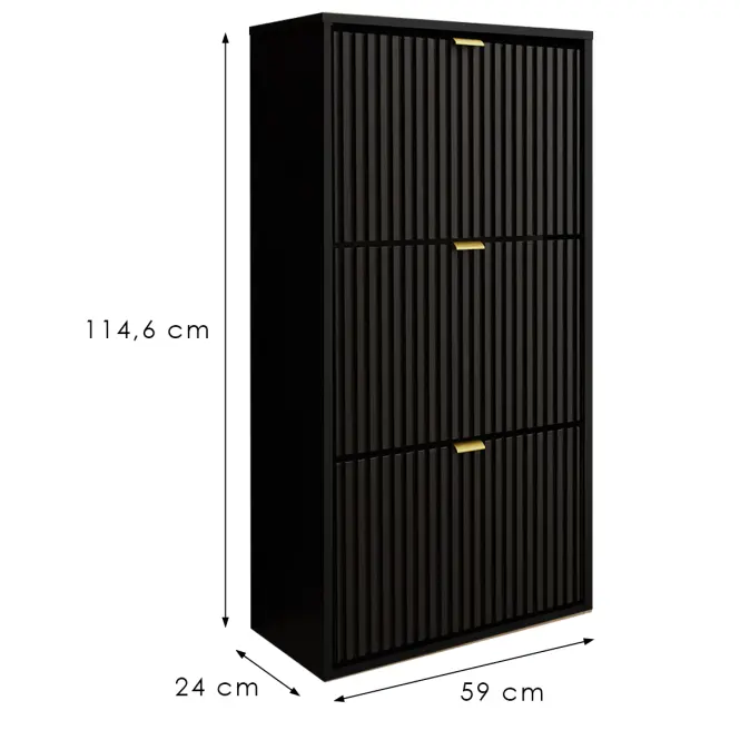 Skrinka na topánky Laro I závesná Čierna/Čierna/ Zlatý
