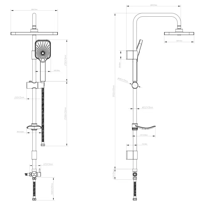 Sprchový systém s dažďovou sprchou Hydros 3-F