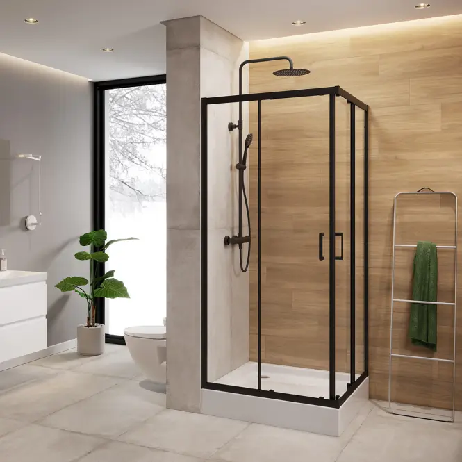 Sprchový kút štvorcový Brasco 90x90x190 black S168-008