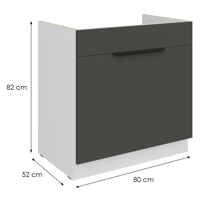 Kuchynská skrinka Aria-Gr/Wh Anti Fingerprint 80zl 1s Bb