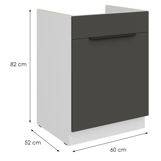 Kuchynská skrinka Aria-Gr/Wh Anti Fingerprint 60zl 1s Bb