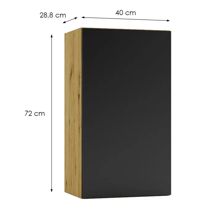 Kuchynská skrinka Cosmo Isabel W40 P/L Čierny hrášok/Dub  Artisan