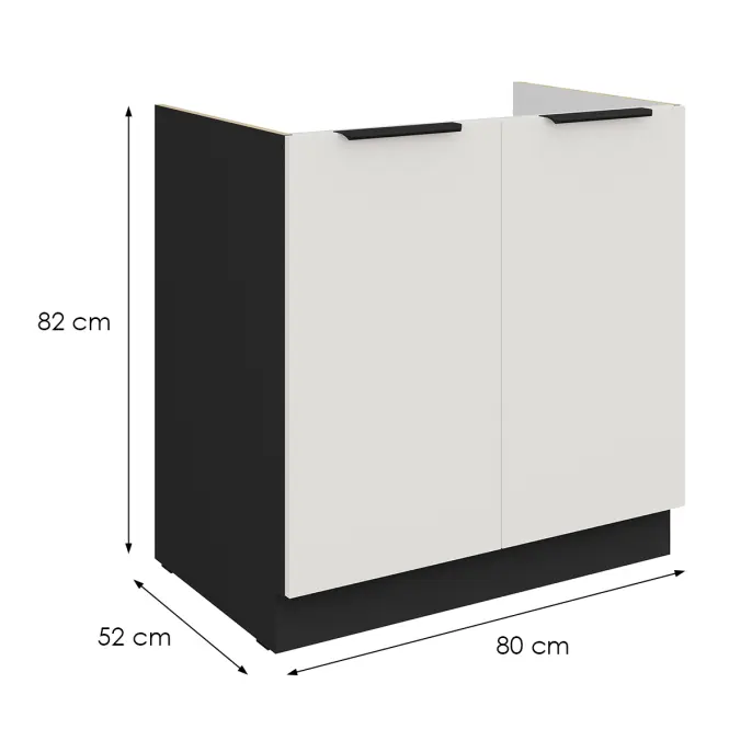 Kuchynská skrinka Aria-Wh/Bl Anti Fingerprint 80zl 2f Bb
