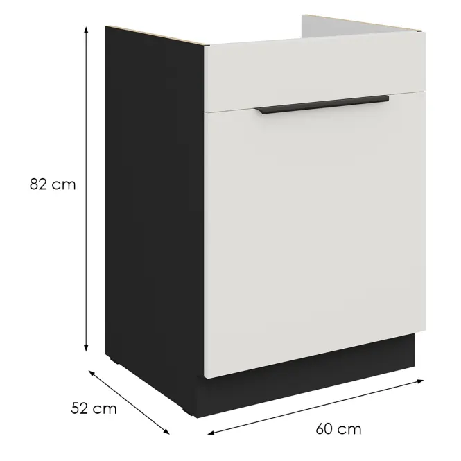 Kuchynská skrinka Aria-Wh/Bl Anti Fingerprint 60zl 1s Bb