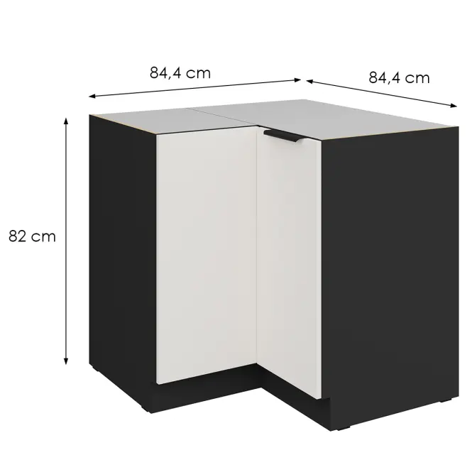 Kuchynská skrinka Aria-Wh/Bl Anti Fingerprint 90x90 Dn 2f Bb
