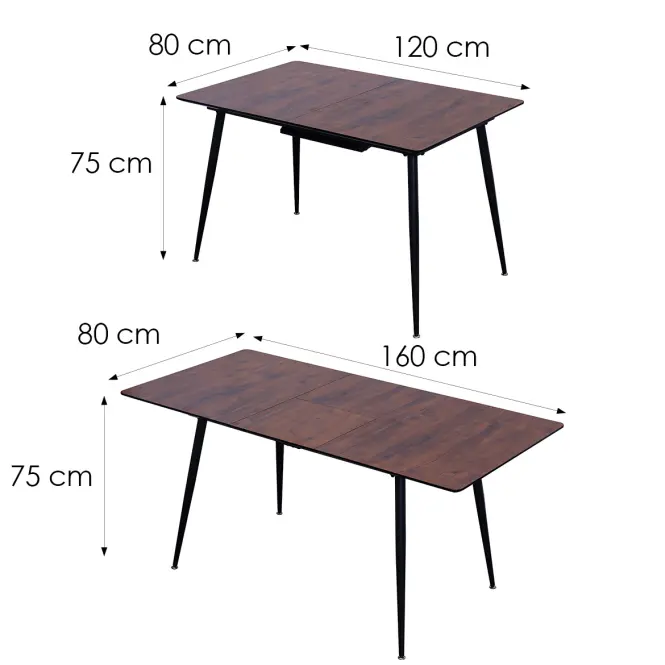Rozkladací Stôl Remy 120/160x80 12526 Dub 8078-75/Čierna,2