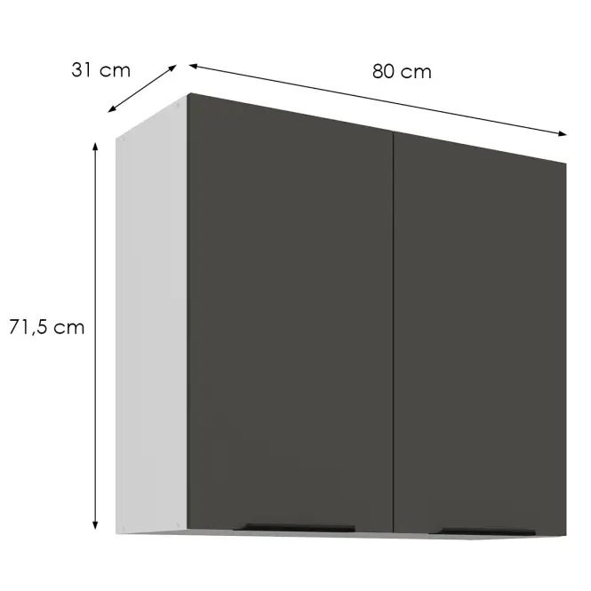 Kuchynská skrinka Aria-Gr/Wh Anti Fingerprint 80g-72 2f