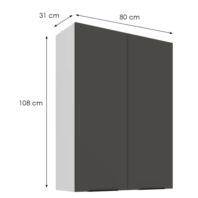 Kuchynská skrinka Aria-Gr/Wh Anti Fingerprint 80g-108 2f