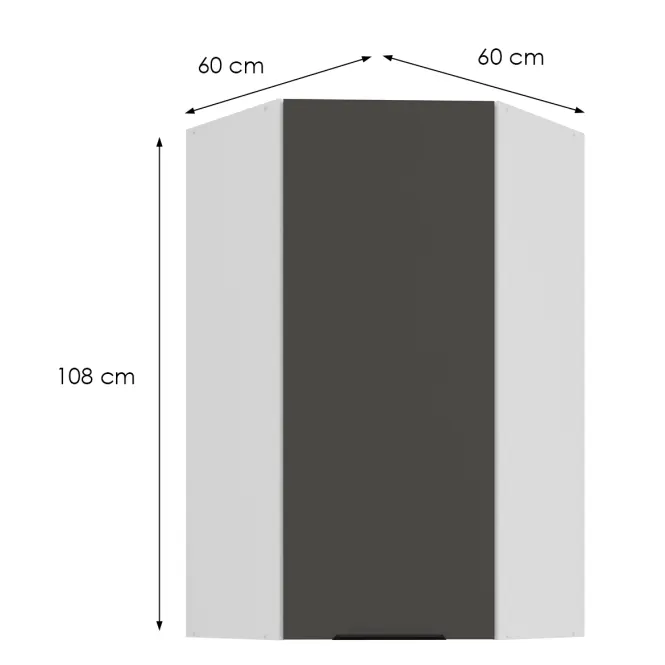 Kuchynská skrinka Aria-Gr/Wh Anti Fingerprint 60x60 Gn-108 1f (45°)
