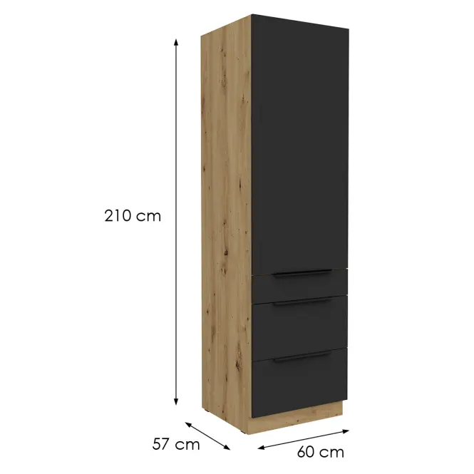 Kuchynská skrinka Aria-Bl/Ar Anti Fingerprint 60dks-210 1f 3s
