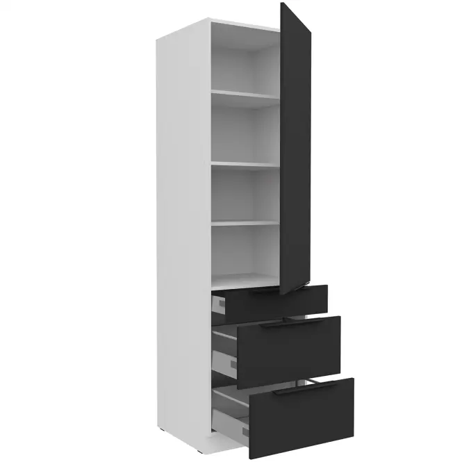 Kuchynská skrinka Aria-Bl/Wh Anti Fingerprint 60dks-210 1f 3s
