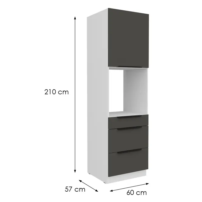 Kuchynská skrinka Aria-Gr/Wh Anti Fingerprint 60dps-210 1f 3s