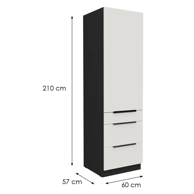Kuchynská skrinka Aria-Wh/Bl Anti Fingerprint 60dks-210 1f 3s