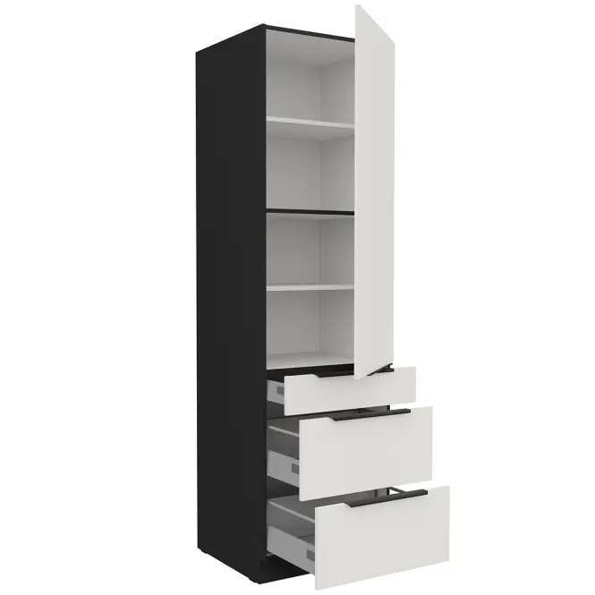 Kuchynská skrinka Aria-Wh/Bl Anti Fingerprint 60dks-210 1f 3s