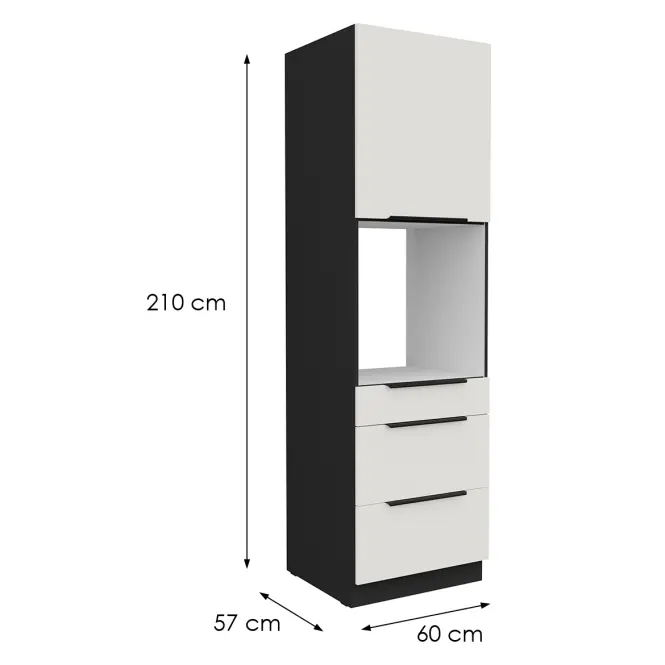 Kuchynská skrinka Aria-Wh/Bl Anti Fingerprint 60dps-210 1f 3s