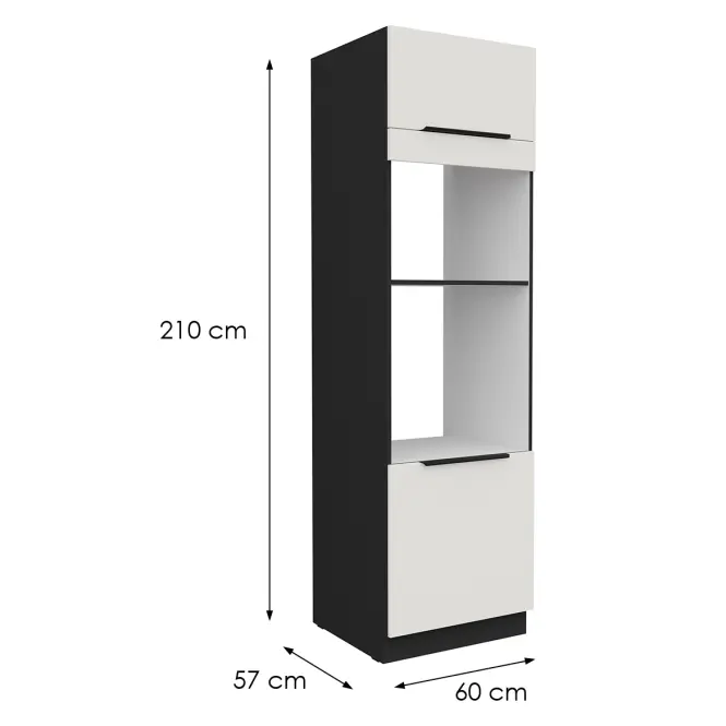 Kuchynská skrinka Aria-Wh/Bl Anti Fingerprint 60dpm-210 2f