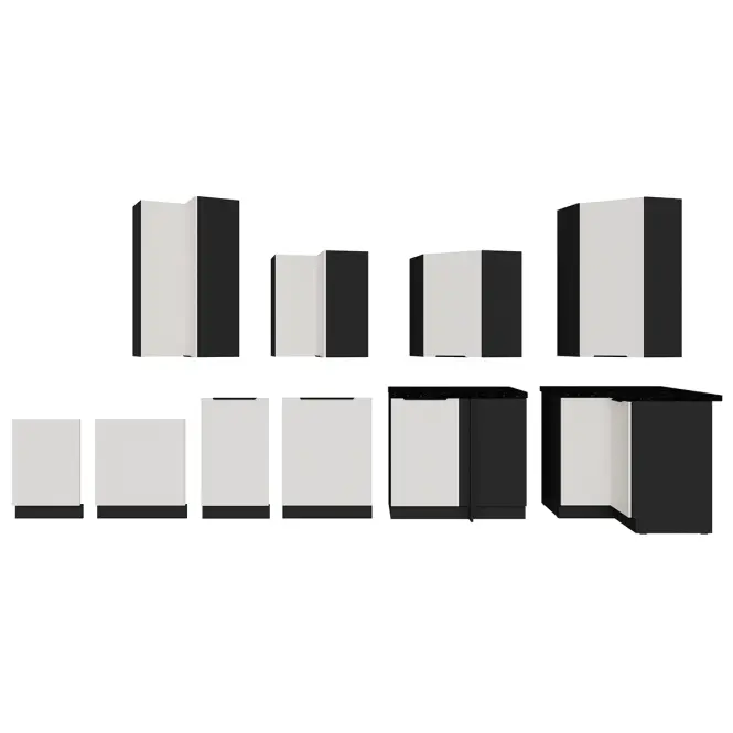 Kuchynská skrinka Aria-Wh/Bl Anti Fingerprint 40dk-210 2f,11