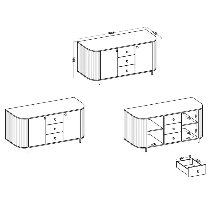 Komoda Ovalio 823  25 3s Dub Cremona