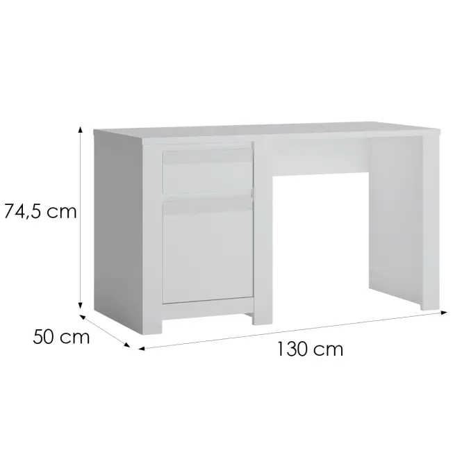 Písací stôl Novi NVIB01 1D1S biela alpin/pvc biela supermat