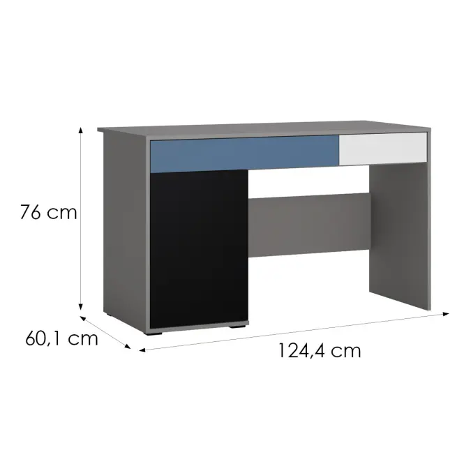 Písací stôl Laser LASB01B 1D2S platinovo sivá/čierna perla/biela alpská