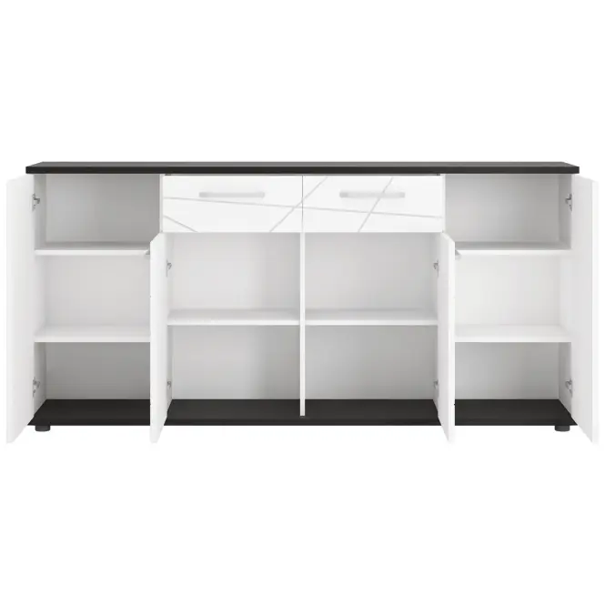 Komoda Venezia VENK02 4D2S biela alpská/dub vicenza čierna/mdf biela L