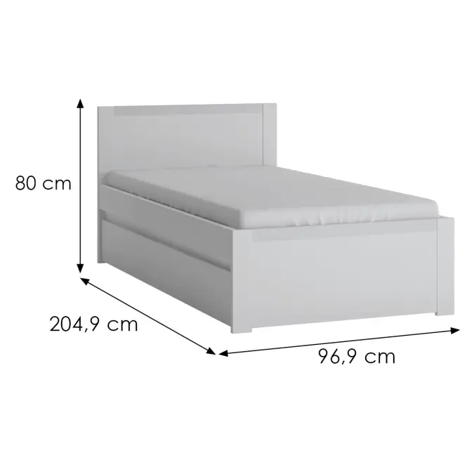 Posteľ Novi NVIZ01 90 1S biela alpin/pvc biela supermat
