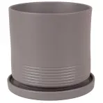 Kvetináč Cylinder Rille 17 cm bazaltová matná + podmiska