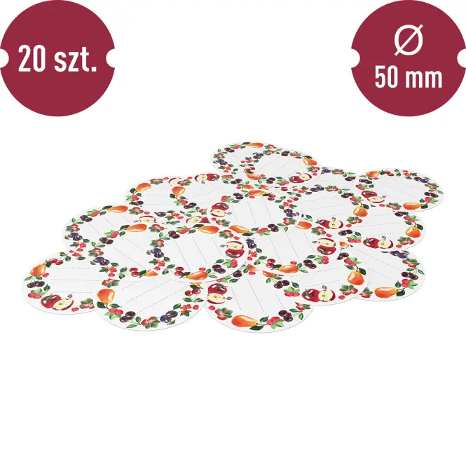 Etikety okrúhle fi 50 mm viečka/zaváraninové poháre - 20 ks