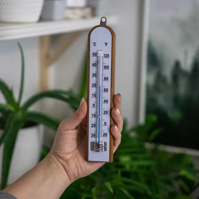 Izbový teplomer s bielou stupnicou (-30/50 °C) 20 cm