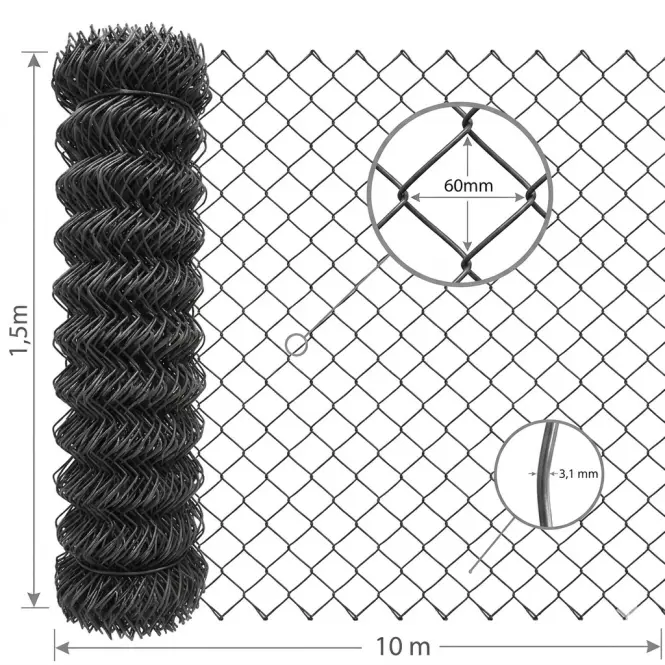 Pletivo pozink1,5x10 m 3,1 mm 60 mm zelená GMC1510A