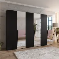 Skriňa Piano 2-300 (3x100) čierna/čierna