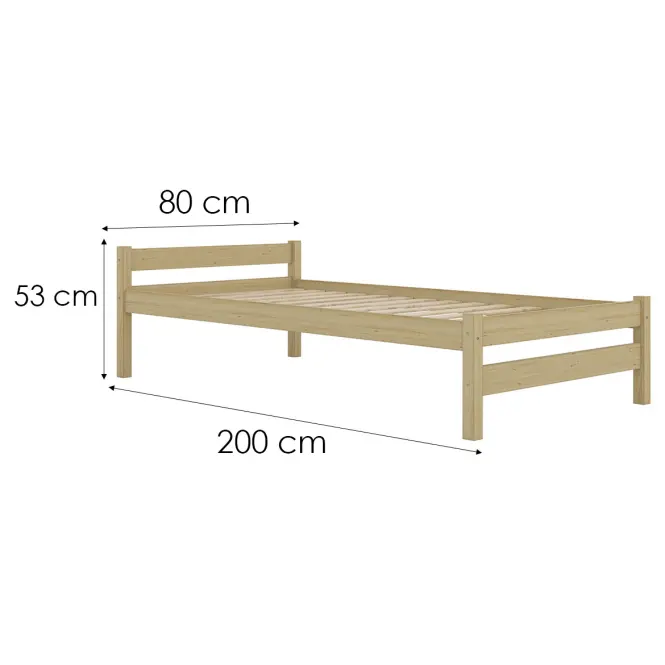 Posteľ Aleks 80x200 prírodná, nelakovaná