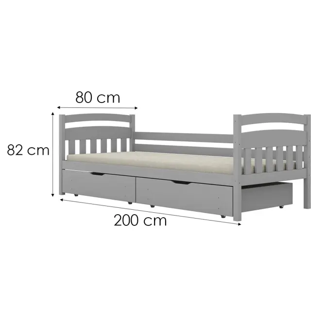Posteľ Tosia veľké zásuvky 80x200 sivá,3