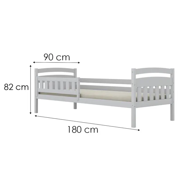 Posteľ Tosia štandard + zábrana 90x180 biela,2