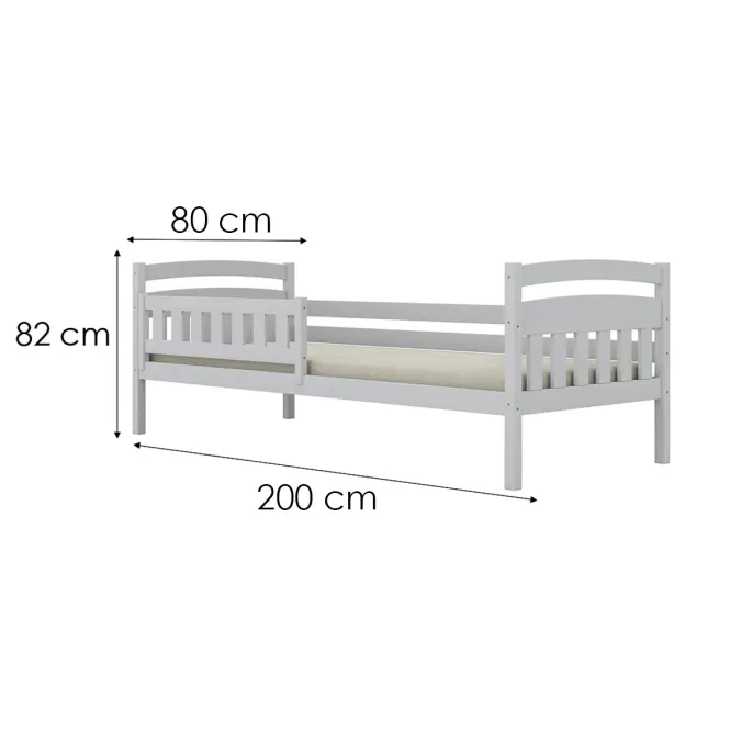 Posteľ Tosia štandard + zábrana 80x200 biela,2