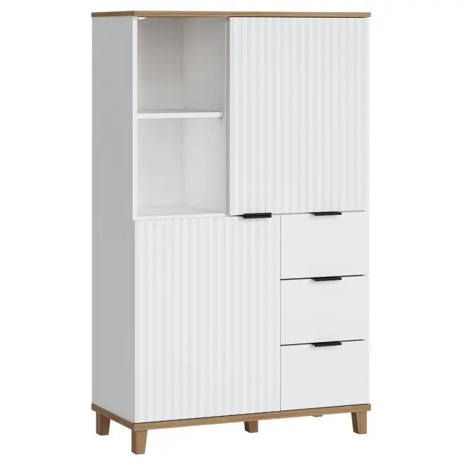 Komoda Plissee PLIK02 2D3S biela alpin/dub grandson