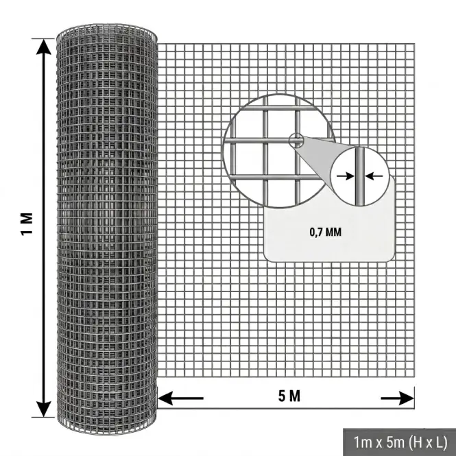 Zváraná chovná sieť 0,5x5 m 0,7 mm 12,7 mm pozinkovaný GMW055Z