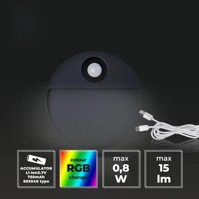 Luster snímač pohybu RGB SELVIK O 66778 BLACK